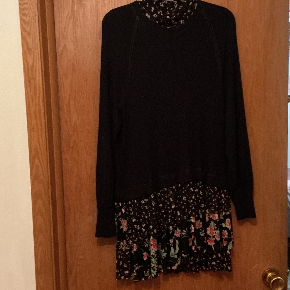 Free People Black Floral Dress
